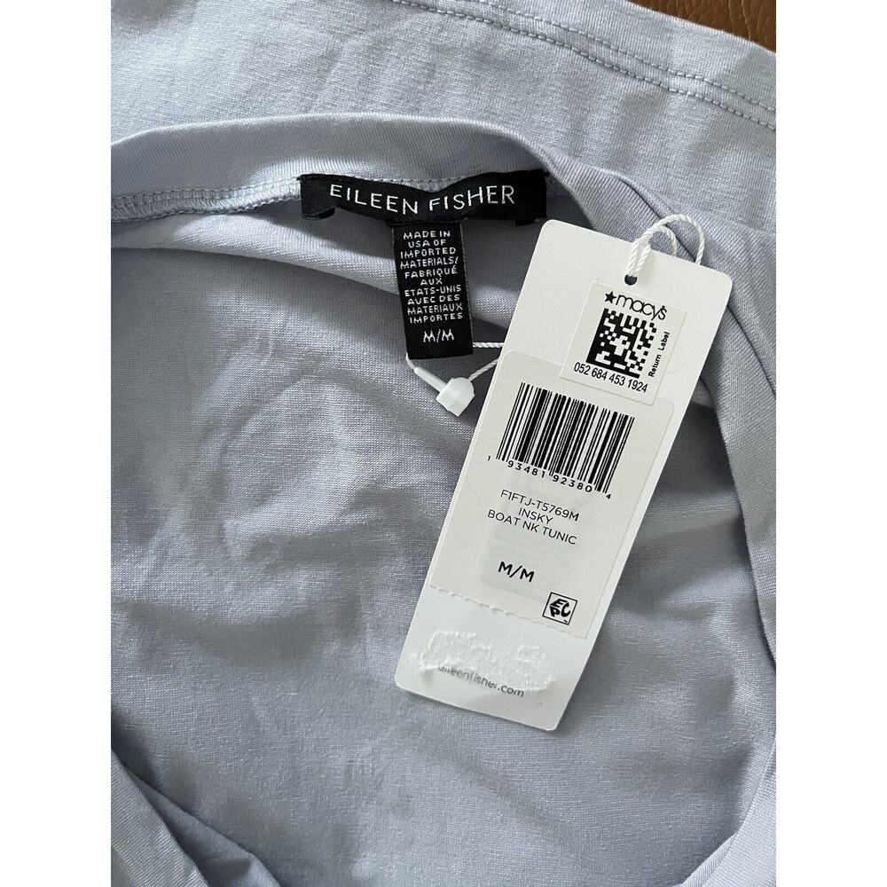 NWT Eileen Fisher Sky Blue Short Sleeve Boat Neck Tencel Tunic Top Size Medium - Picture 5 of 6